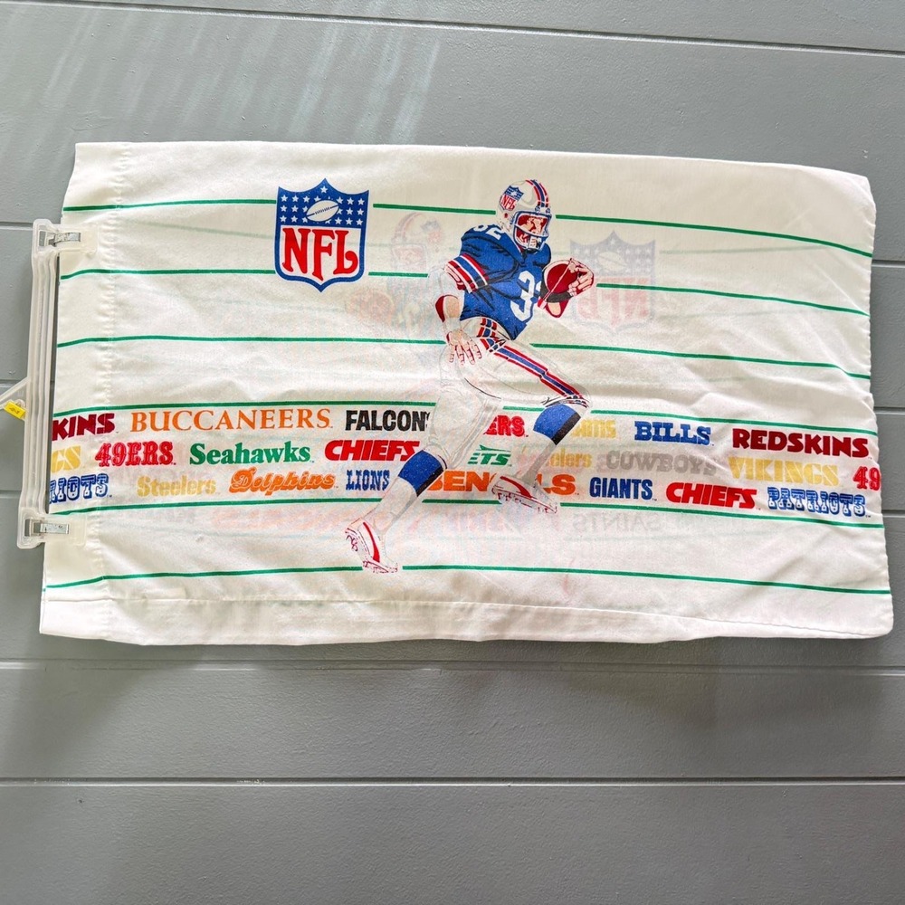 Vintage NFL All Over Print‎ Pillowcase Bibb Company 90s Football All Teams USA